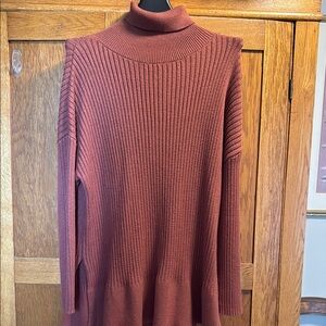 Brown rust  Ribbed Cowl Turtleneck Sweater. SWEATER WEATHER!